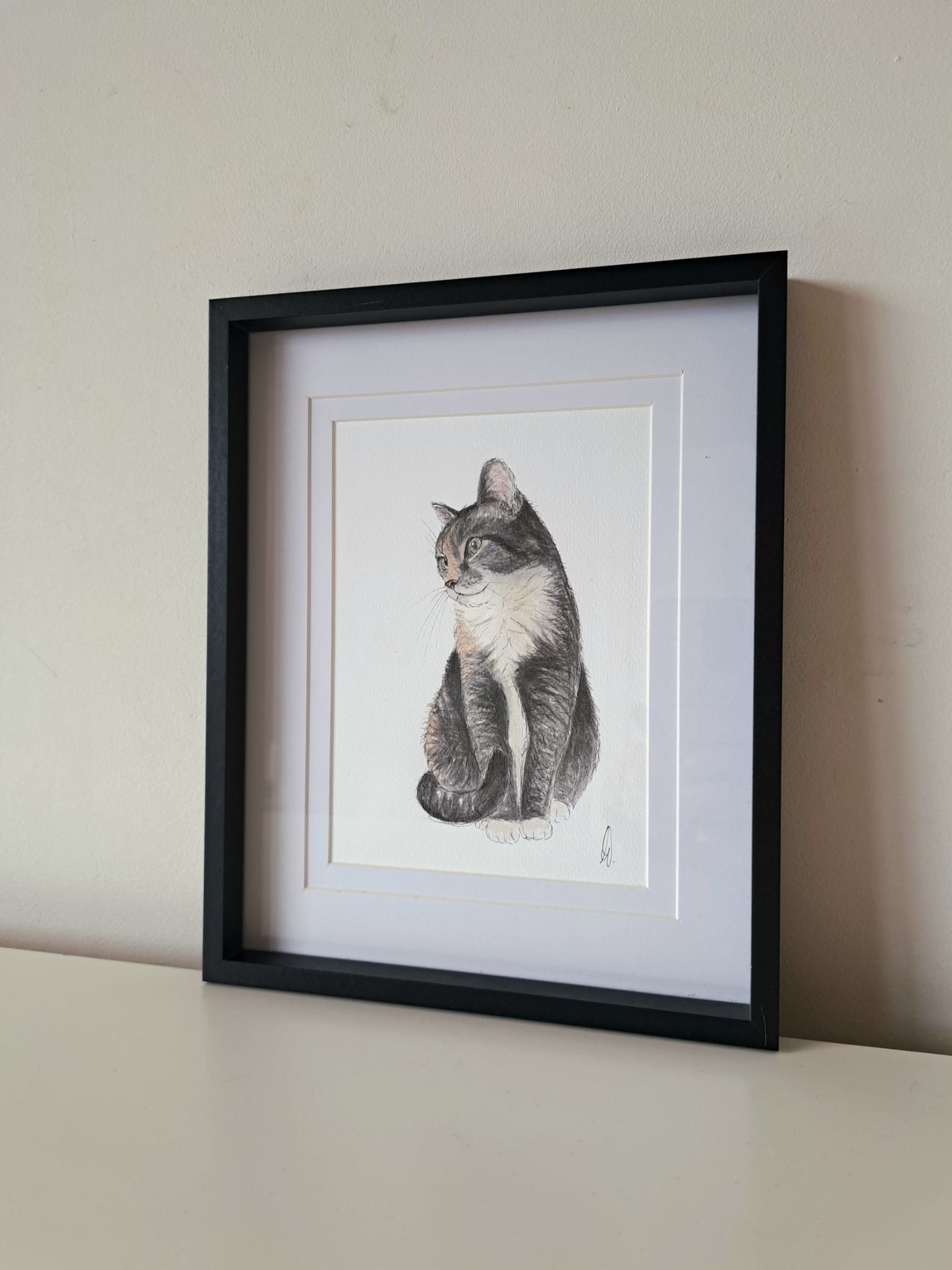 Aquarel schilderij dieren portret kat
